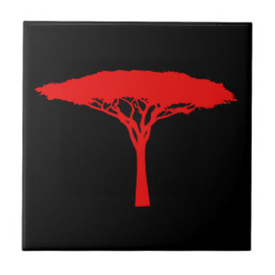 Red Umbrella Tree Tegeltje