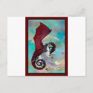 Red Unicorn Horse Pony Dragon Reptile Monster Briefkaart