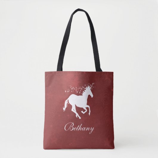 Red Unicorn persoonlijke Canvas tas (Voorkant)
