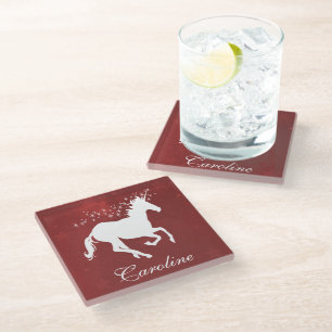 Red Unicorn, speciaal voor glas Onderzetter Glazen Onderzetter