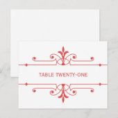 Red v2 Fancy Ornamo Numéro de table Carte postale (Devant / Derrière)