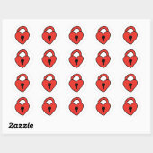 Red Valentijns Doodle Heart Lock Tekening Heart A Ronde Sticker (Vel)