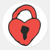 Red Valentijns Doodle Heart Lock Tekening Heart A Ronde Sticker (Voorkant)