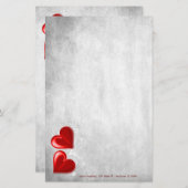 Red Valentine Hearts papeterie personnalisée (Devant / Derrière)