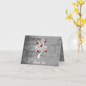 Red Valentine Hearts Tree Carte de remerciements (Fleur jaune)