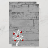 Red Valentine Hearts Tree papeterie personnalisée (Devant / Derrière)