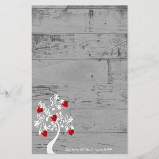 Red Valentine Hearts Tree papeterie personnalisée (Devant)