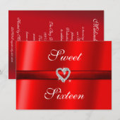 Red Valentine, Mariage, Sweet sixteen Invitation (Devant / Derrière)
