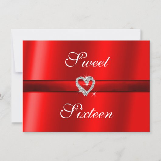Red Valentine, Mariage, Sweet sixteen Invitation (Devant)