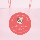Red Valentine's Day Heart Chocolate Bakery Modern Ronde Sticker