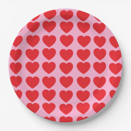 Red Valentines Hearts Papieren Bordje