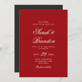 Red Valentines Minimalist Script Wedding Kaart (Voorkant / Achterkant)