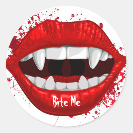Red Vampire Lips & Fangs Ronde Sticker