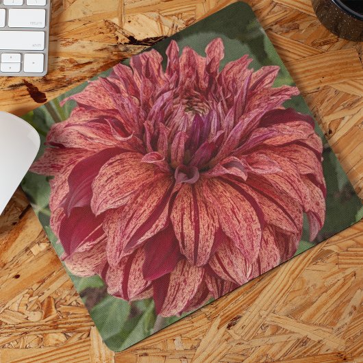 Red Variegated Dahlia Bloom Floral Muismat