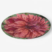 Red Variegated Dahlia Bloom Floral Papieren Bordje (Gekanteld)