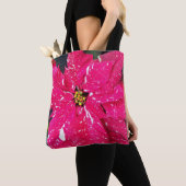 Red Variegated Poinsettia Holiday Canvas tas (Dichtbij)