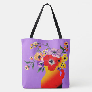 Red Vase of Flowers Large Canvas tas