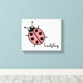 Red Vector Ladybug Canvas Afdruk (Insitu (Houten vloer))