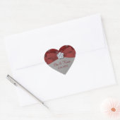 Red Velour & Silver Snowflakes Hart Sticker (Envelop)