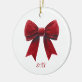 Red Velvet Bow Classic Christmas Keramisch Ornament (Links)