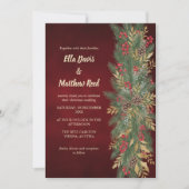 Red Velvet Christmas Botanical Wedding Invitation (Devant)