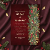 Red Velvet Christmas Botanical Wedding Invitation