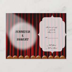 Red Velvet Curtain Stage Wedding RSVP Uitnodiging Briefkaart