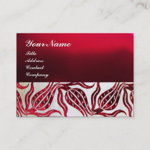 RED VELVET DAMASK TULIP MONOGRAM Burgundy Pearl Visitekaartje