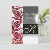 RED VELVET DAMASK TULIPS MONOGRAM Burgundy White Kaart (Staand voorkant)
