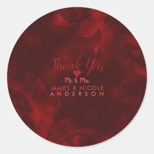 Red Velvet Elegant Vintage Glam Glamour Wedding Ronde Sticker