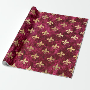 Red Velvet Fleur De Lis Mardi Gras Orleans Patroon Cadeaupapier