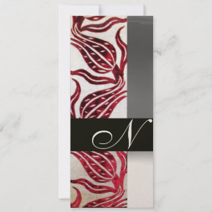 RED VELVET TULIP MONOGRAM Burgundy White Champagne Kaart