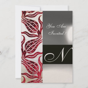 RED VELVET TULIP MONOGRAM Burgundy White Champagne Kaart