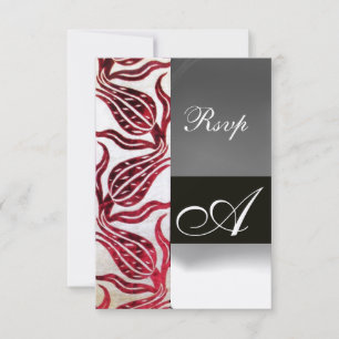 RED VELVET TULIP MONOGRAM Burgundy White Champagne RSVP Kaartje