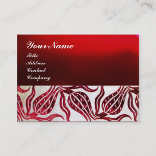RED VELVET TULIP MONOGRAM Burgundy White Pearl Visitekaartje