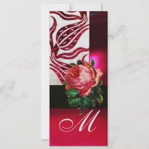 RED VELVET TULIPS MONOGRAM Burgundy White Ice Kaart