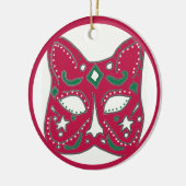 Red Venetian Cat Mask Design Keramisch Ornament (Links)