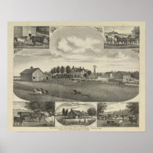 Red Vermiljoen Stock Boerderij, Havensville, Kansa Poster