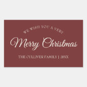 Red Very Joyeux Noël Nom de famille Étiquette cade (Devant)