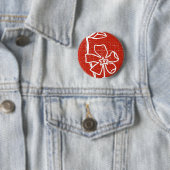 "Red Vinca" Floral Button (In situ)
