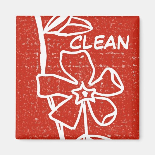 "Red Vinca" Lave-vaisselle propre Magnet d'état (Devant)