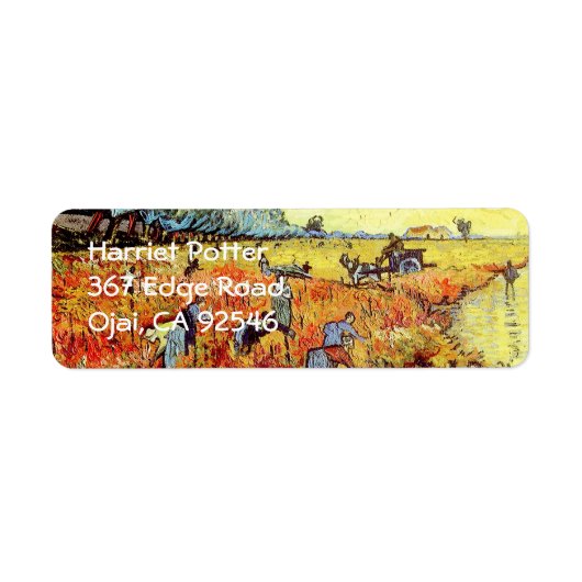 Red Vineyard Van Gogh Fine Art Etiket (Voorkant)