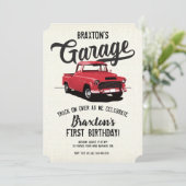 Red Vintage Camion Anniversaire Fête Invitation (Debout devant)