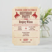 Red Vintage Cowboy Invitation d'anniversaire (Debout devant)