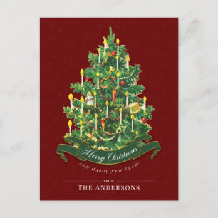 Red Vintage-kerstboom Rustige Classic Custom Briefkaart