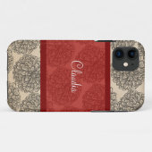 Red Vintage Zinnia BT iPhone 5 Coque (Dos (Horizontal))