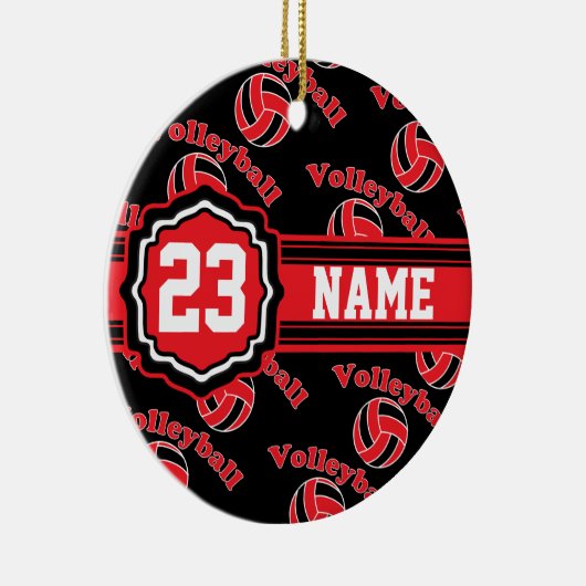 Red Volleyball Keramisch Ornament (Rechts)