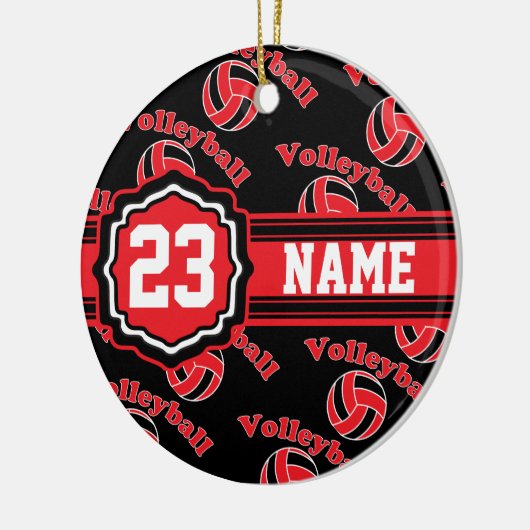 Red Volleyball Keramisch Ornament (Links)