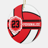 Red Volleyball | Naam en nummer DIY Keramisch Ornament (Links)