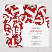 Red Volleyballs Meisjes Verjaardagsfeest Kaart (Voorkant / Achterkant)